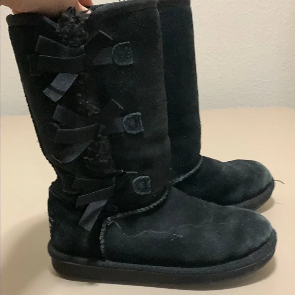 Koolaburra Black Suede Boots with Decorative Bows